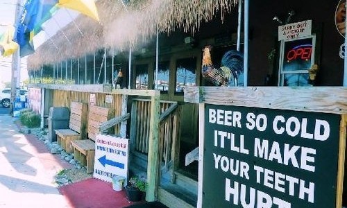 Crabcake Factory sign Beer So Cold It'll Make your Teeth Hurt