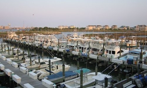 Aerial shot of Ocean City Fishing Center Marina